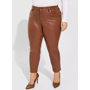 NEW Torrid Faux Leather Pants Womens 16R Brown Perfect Skinny Mid Rise‎ Ankle